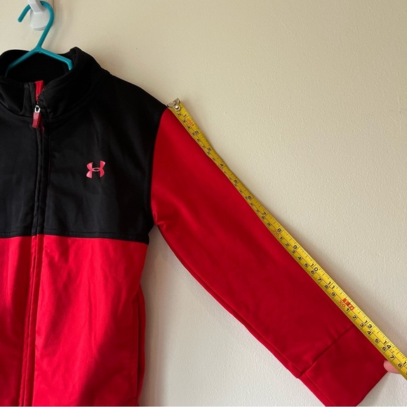 🌼 5/$25 Under Armour Kids Red Black Full Zip Sweater Size 4 FLAWED Play Daycare - Picture 8 of 11